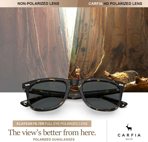 Miniatura 35 de CARFIA Lentes de sol polarizados cuadrados para hombre, protección UV400, acetato retro, hechos a mano, hechos a mano