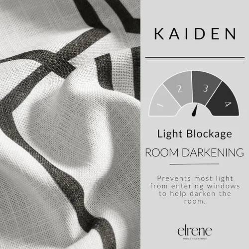 Miniatura 4 de Elrene Home Fashions Kaiden - Cortina geométrica de oscurecimiento de habitación, panel único, 52" ancho x 84" largo (1 panel), negro
