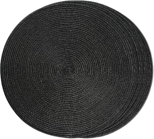 FunWheat Juego de 4 manteles individuales redondos trenzados para mesas de comedor, tejidos, lavables, antideslizantes, 15 pulgadas (negro, 4 piezas)