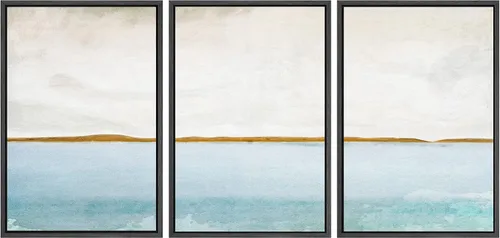 Miniatura 49 de SIGNWIN Lienzo enmarcado para pared, juego de arte abstracto de serenidad costera, ilustraciones abstractas junto al mar, arte moderno, decorativo