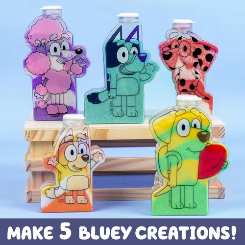 Miniatura 3 de Bluey Kit de arte de arena, incluye 5 botellas de arte de arena y 7 arenas de colores, crea tu propio arte de arena, kit de bricolaje, proyecto