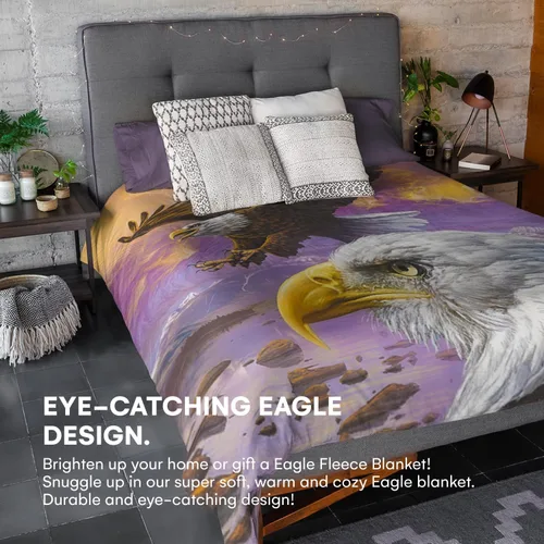 Miniatura 5 de Dawhud Direct Manta de forro polar de águila, 50 x 60 pulgadas, estampado de águila voladora, felpa súper suave, unisex, color Iii Eagle Clouds