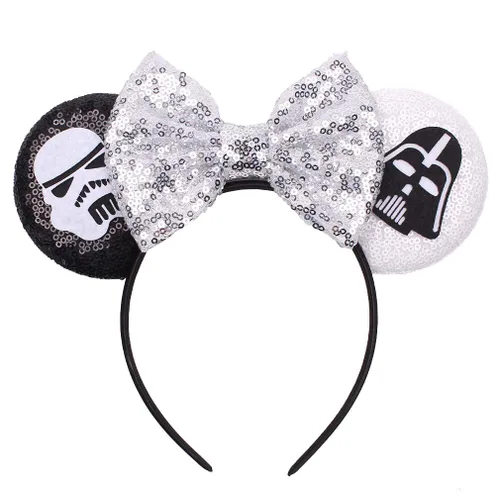 JIAHANG diadema con calavera, con orejas de ratón, lentejuelas y lazo, decoración para fiestas, disfraz, accesorios para la cabeza y para el cabello
