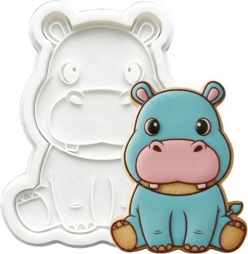 Miniatura 8 de Juego de 8 cortadores de galletas de animales con mango de sello 3D, diseño de selva para cocina, formas de pastel de ácido poliláctico