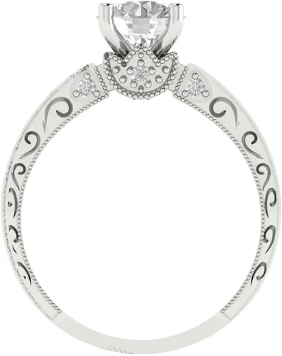 Miniatura 4 de Anillo clásico de 1,50 quilates con circonita de corte redondo brillante de 14 quilates