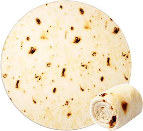 Miniatura 11 de Vessia Manta con estampado de pizza, manta redonda realista y divertida de comida para adultos y niños, 300GSM, novedosa manta de pizza Pepperoni