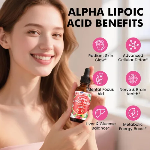 Miniatura 2 de CFILIHTC Gotas de ácido alfa lipoico liposomal de 600 mg - Suplemento líquido de ácido alfa lipoico con biotina y vitamina B1 - Apoya antioxidante