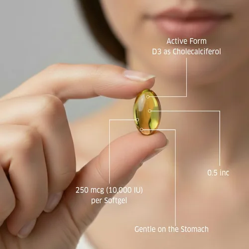 Miniatura 5 de ORZAX Vitamina D3 10000 iu (250 mcg) - Sin OMG, sin gluten, sin azúcar, sin lácteos - Suministro de 120 días para una función muscular fuerte