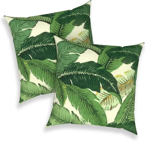 Miniatura 651 de Juego de 2 almohadas para exteriores de 16 x 16 pulgadas, repelentes al agua con interiores, para muebles de patio, hogar, jardín, geometría bohemia