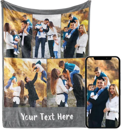 Miniatura 16 de Manta personalizada con imagen, se envía al día siguiente, impresa en Estados Unidos, manta de fotos personalizada, colores vibrantes, suave
