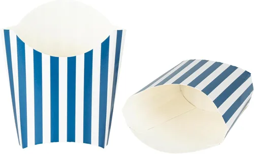 Miniatura 28 de Restaurantware Bio Tek - Taza de papas fritas desechables de 4.7 x 3.5 x 5.1 pulgadas, 100 vasos desechables para refrigerios, papel azul y blanco