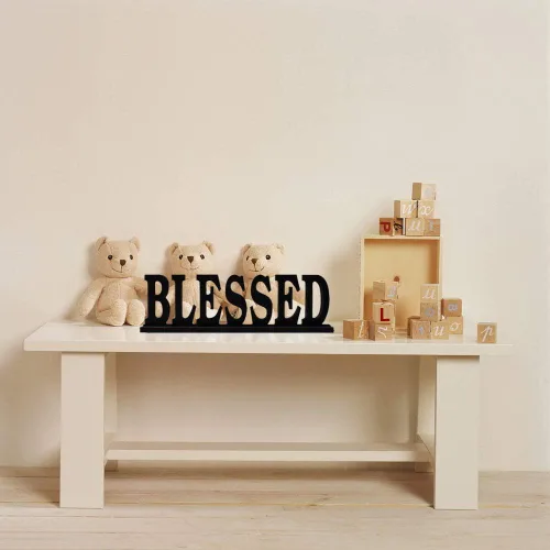 Miniatura 2 de E-view Letrero familiar de madera para decoración del hogar, letras decorativas, placa de palabras de mesa, detalles de decoración del hogar