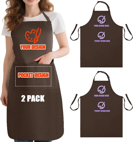 Miniatura 8 de BeautyWill Delantal personalizado personalizado para hombres y mujeres, delantales de cocina personalizados con bolsillos, nombre, texto, logotipo