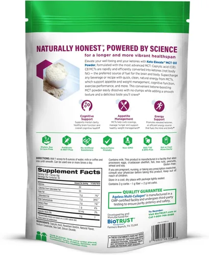 Miniatura 7 de BioTrust Keto Elevate - Aceite en polvo C8 MCT, crema cetogénica de café MCT, crema de café Keto - Energía limpia, enfoque mental y claridad - Polvo