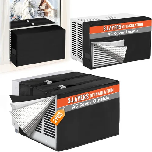 Miniatura 9 de 2 cubiertas de aire acondicionado de ventana para exteriores y cubiertas de aire acondicionado para interiores, aislamiento de 3 capas con papel