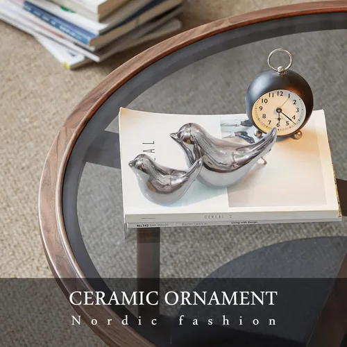Miniatura 8 de Estatuas de pájaros de plata Notakia, decoración del hogar, estilo moderno, adornos decorativos para decoración de mesa plateada, sala de estar, 2