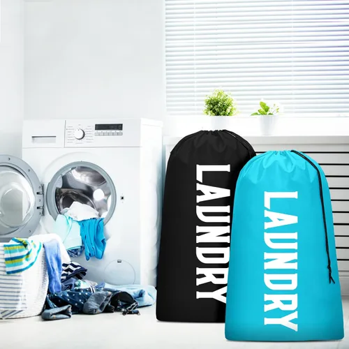 Miniatura 2 de Paquete de 2 bolsas de lavandería de viaje XL, organizador de ropa sucia lavable a máquina, lo suficientemente grande como para contener 4 cargas
