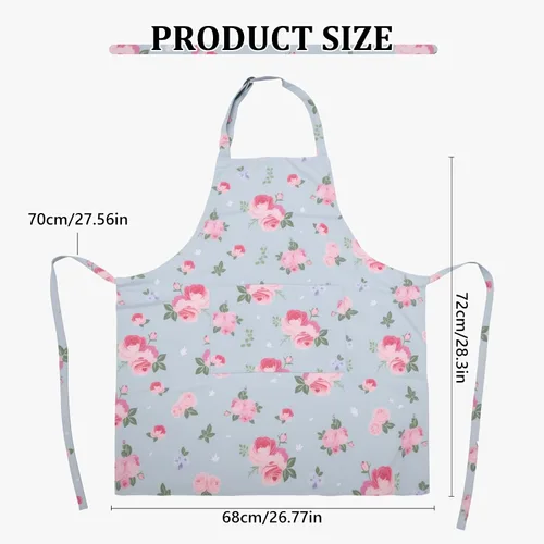 Miniatura 2 de 2 Pack Floral Apron, Adjustable Waterproof Aprons with 2 Pockets Cute Apron for Kitchen, Baking for Mom Wife Sister