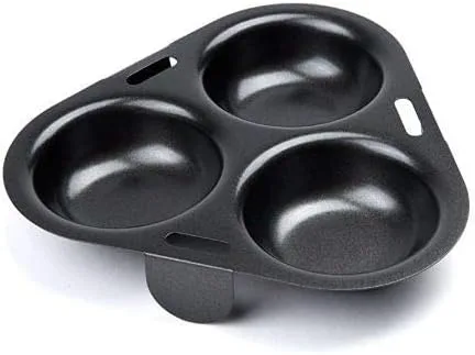 Fox Run Inserto para cazador furtivo de 3 huevos, acero al carbono, antiadherente, negro