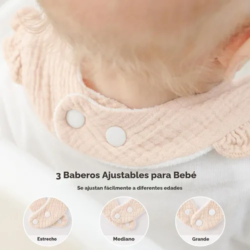 Miniatura 5 de Bearmoss Paquete de 8 baberos de muselina para babeo y dentición, baberos suaves para niñas, niños, recién nacidos Rosa Púrpura