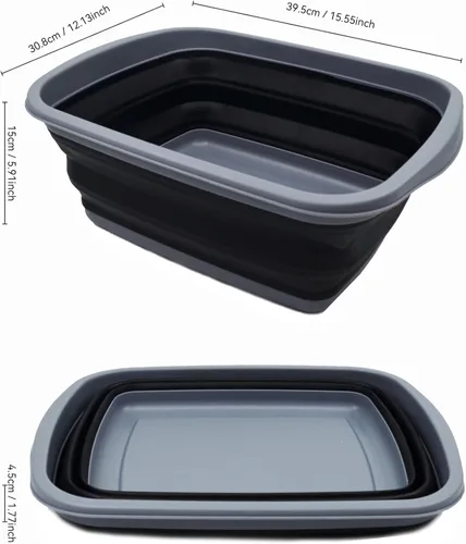 Miniatura 2 de SAMMART - Tina plegable de 10 L (2.6 galones), bañera plegable para platos, lavabo portátil, bañera de plástico que ahorra espacio