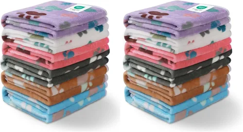Miniatura 14 de Luciphia 1 paquete de 6 mantas para perros y gatos, manta de forro polar suave y esponjosa para mascotas, diseño cálido y lindo estampado de Hueso