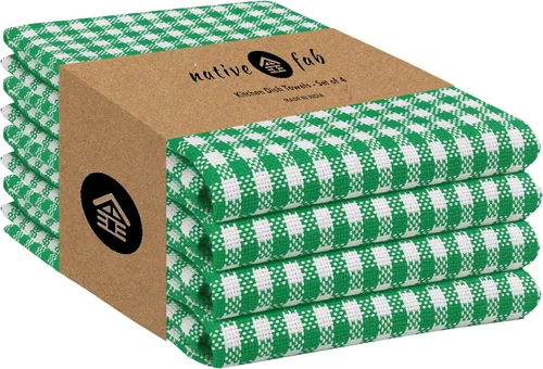 Miniatura 14 de Native Fab Paquete de 12 toallas de cocina a cuadros a cuadros, de algodón, duradero, lavable, de 16 x 26 pulgadas, paños de cocina, suaves y Gris