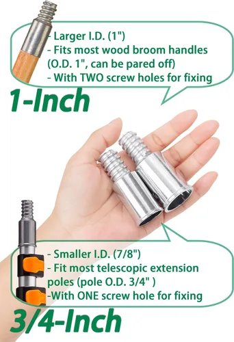 Miniatura 4 de Paquete de 2 puntas roscadas de 3/4 pulgadas (.75) de repuesto para reparación de postes de extensión, mango de escoba de empuje extremo roscado