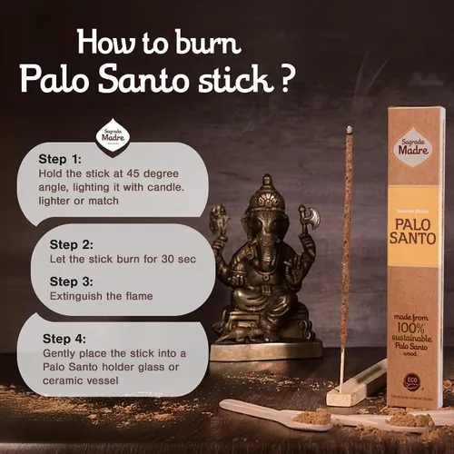 Miniatura 5 de Sagrada Madre 8 varillas de incienso de Palo Santo gruesas cosechadas salvajemente (a base de plantas), 9 pulgadas de largo, ecológicas, no tóxicas