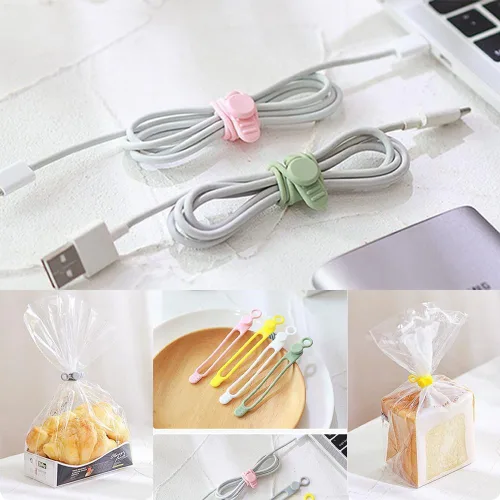 Miniatura 6 de 18 correas de silicona para cables organizadores para guardar auriculares, cables de carga de teléfono, bridas de cables altamente elásticas