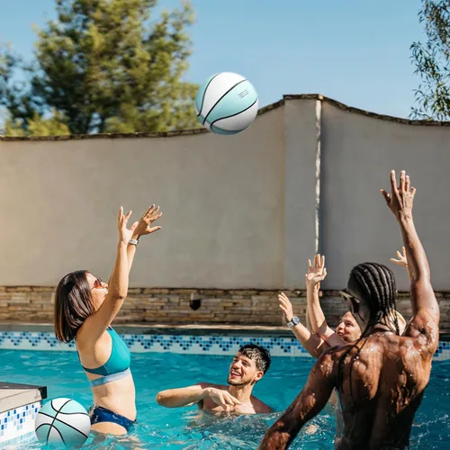 Miniatura 5 de Honoson Paquete de 6 unidades de baloncesto para piscina acuática, de goma, impermeables, para regalos de fiesta de verano en el lago