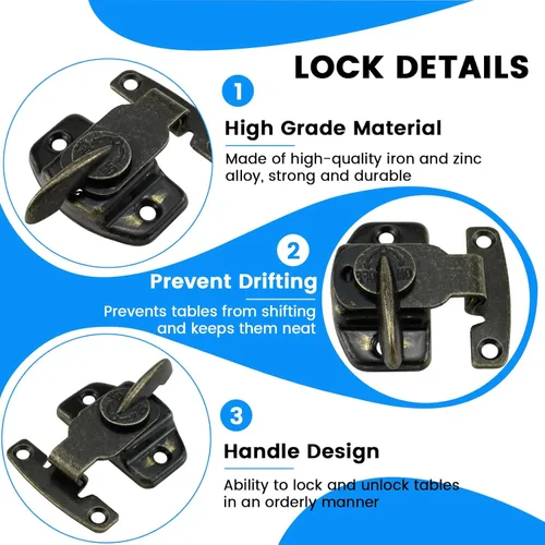 Miniatura 3 de SDTC Tech Paquete de 2 cerraduras de mesa de comedor, resistentes para mesa de entrenamiento de comedor, hebillas de resorte de metal para mesas