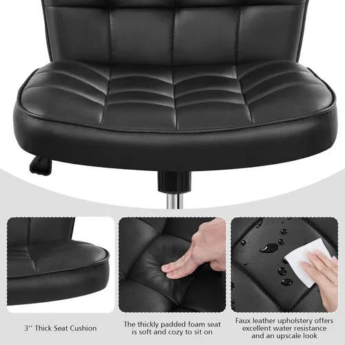 Miniatura 7 de Yaheetech Silla de Escritorio de Oficina Moderna Acolchada sin Brazos de Computadora Tapizada en Cuero Sintético con Altura de Asiento Ajustable