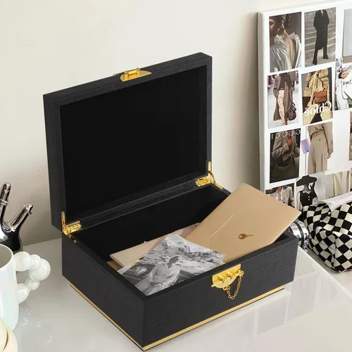 Miniatura 4 de HofferRuffer Elegante Caja Decorativa de Cuero Sintético, Organizador de Caja de Joyería de Almacenamiento, Soporte Organizador de Cosméticos Grande