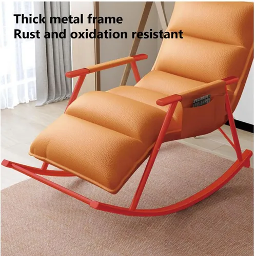 Miniatura 5 de Adjustable Leather Recliner Chair with Footrest Ergonomic Rocking Chair for Living Room Stylish ge Upholstered Lounge Chair with Storage Amarillo