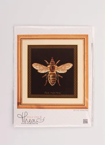 Miniatura 5 de Thea Gouverneur - Kit de punto de cruz de abeja miel, 16 unidades, color negro Aida, kit completo de bordado para adultos, incluye hilos DMC. Aguja
