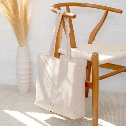 Miniatura 7 de VANDEL Bolso tote de pana para mujeres y hombres con cremallera y bolsillos interiores. Bolso tote con cremallera, bonita bolsa estética