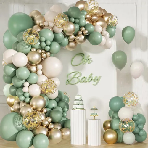 Miniatura 7 de Kit de guirnalda de arco de globos azules, 155 globos de confeti azul pastel, globos metálicos de confeti de macarrón para bebé, cumpleaños, boda