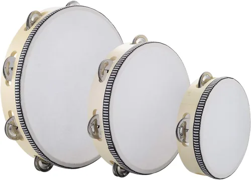 Miniatura 7 de Musfunny - Tambor de mano de 6 pulgadas, de abedul y metal, para percusión, juguete musical educativo, instrumento para KTV, fiesta, juegos de niños