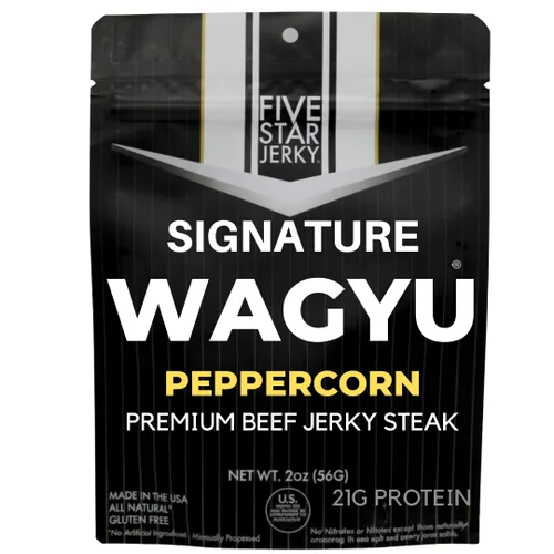 Miniatura 8 de Five Star Wagyu Beef Jerky - Ajo y Hierba + Pimienta Variedad Paquete de 2 (4 onzas)