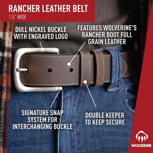 Miniatura 4 de Wolverine Men's Full Grain Leather Workwear Heavy Duty Durable Everyday Classic Casual Metal Buckle