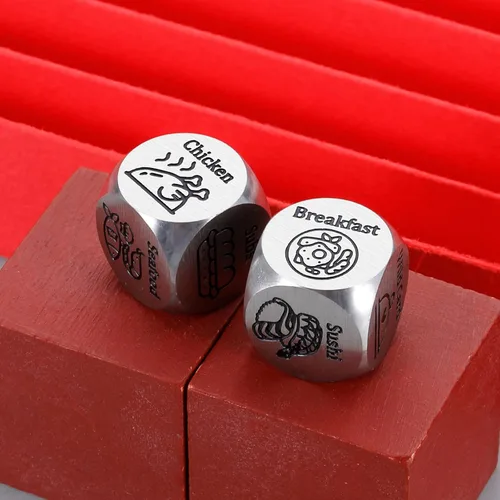 Miniatura 4 de Dados de intercambio de regalos de Papá Noel, 2 piezas de dados de decisión de alimentos, rellenos de calcetines de Navidad, regalos divertidos