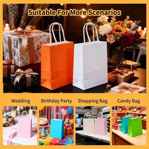 Miniatura 7 de XEMGUE Paquete de 36 bolsas de regalo pequeñas con asas, 10 coloridas bolsas de papel para recuerdos de fiesta de cumpleaños de niños, baby shower