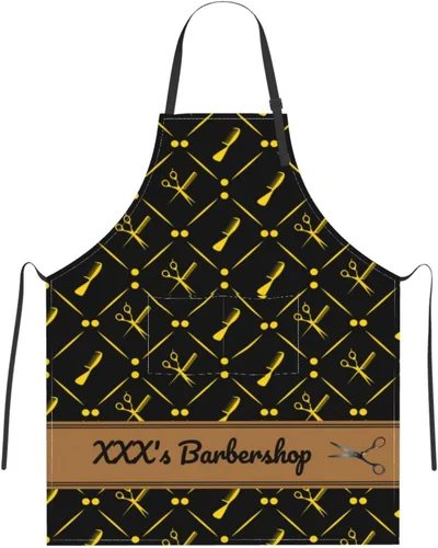 Miniatura 26 de Delantal de barbería personalizado para hombres y mujeres, delantal de texto personalizado con bolsillos, delantal ajustable personalizado
