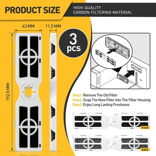 Miniatura 2 de Paquete de 3 filtros de aire FRGPAAF2 compatibles con Frigidaire, filtro de repuesto para acondicionadores de aire y refrigeradores Frigidaire