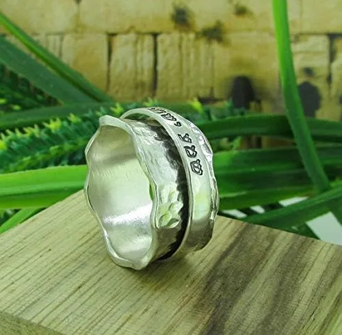 Miniatura 3 de Shema Israel ring - 925 Sterling silver spinner ring, personalized Hebrew ring, Judaica Israeli ring, jewish jewelry, wedding ring, custom