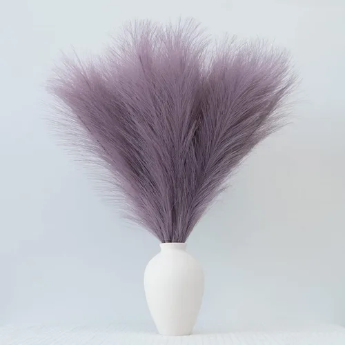Miniatura 17 de Hierba de pampa sintética decorativa, 18 pulgadas/45 cm, hierba artificial de pampas esponjosa, arreglo floral pomposo de 6 tallos para decoración