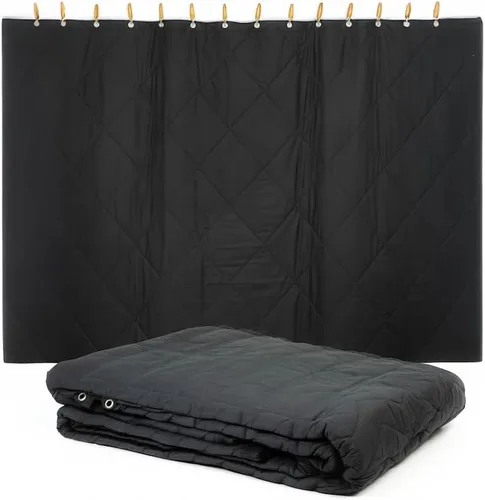 Miniatura 13 de Mytee Products Manta pequeña negra amortiguadora de sonido con ojales, 48 x 48 pulgadas, manta móvil con absorción de sonido, tejido de 1 paquete