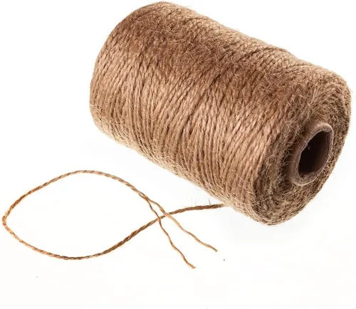 Miniatura 9 de Cuerda de yute natural de 600 pies, cuerda fina de arpillera para caja de regalo, embalaje, decoración, jardinería, 2 capas