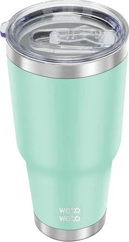 WETOWETO - Vaso de 30oz, taza de viaje con aislamiento al vacío de acero inoxidable, taza de café y agua con recubrimiento en polvo de doble pared,